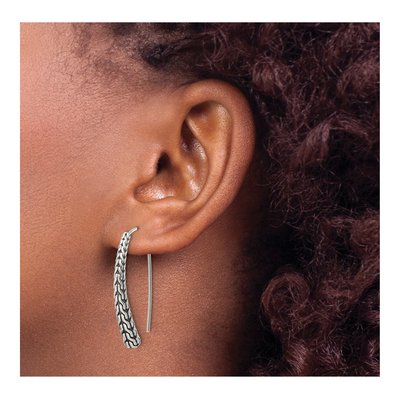 Sterling Silver Woven Threader Earrings – view 4
