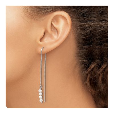Sterling Silver CZ Threader Earrings – view 3