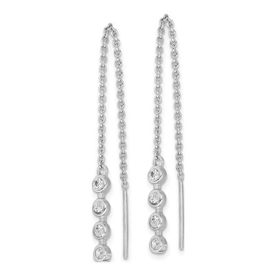 Sterling Silver CZ Threader Earrings – view 3