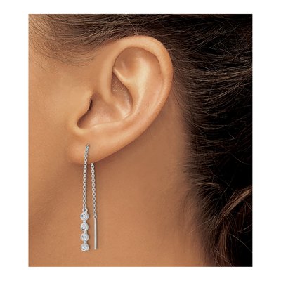 Sterling Silver CZ Threader Earrings – view 4