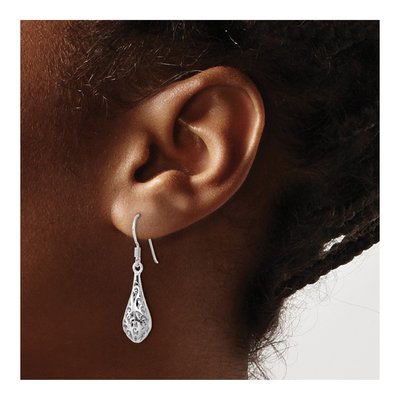 Sterling Silver Filigree Puffed Dangle Earrings – view 4