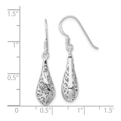 Sterling Silver Filigree Puffed Dangle Earrings – view 5