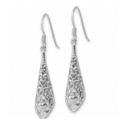 Sterling Silver Filigree Flower Dangle Earrings – view 3