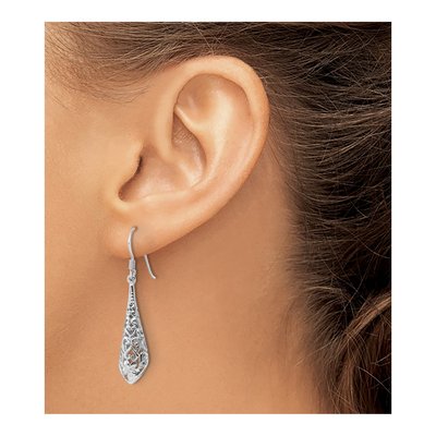 Sterling Silver Filigree Flower Dangle Earrings – view 4