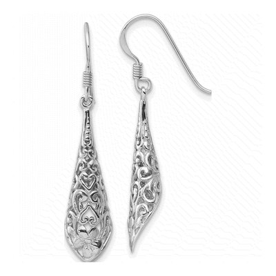Sterling Silver Filigree Flower Dangle Earrings