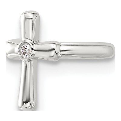Sterling Silver 10mm CZ Cross Ear Cuff Ear Cuff – view 4