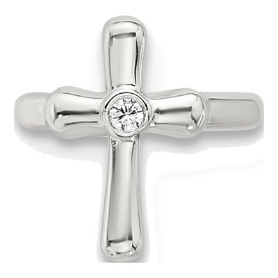 Sterling Silver 10mm CZ Cross Ear Cuff Ear Cuff