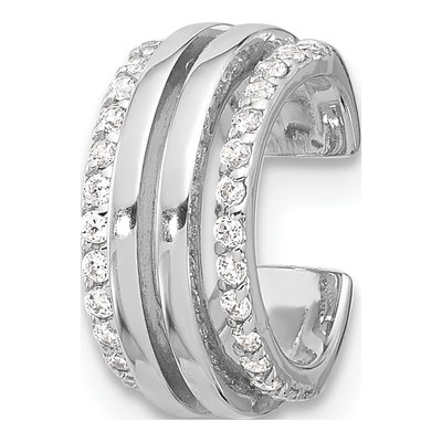 Sterling Silver 12mm CZ Cuff Ear Cuff