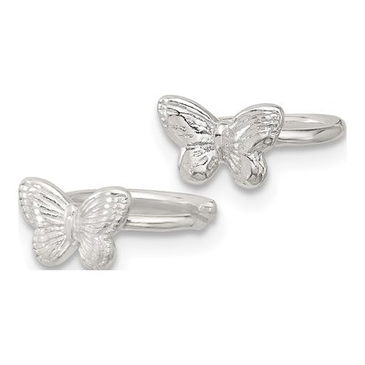 Sterling Silver 13mm Textured Butterfly Ear Cuffs Ear Cuff – view 3