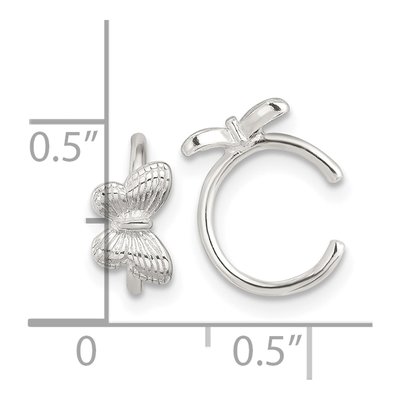 Sterling Silver 13mm Textured Butterfly Ear Cuffs Ear Cuff – view 5
