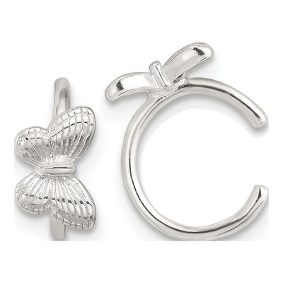 Sterling Silver 13mm Textured Butterfly Ear Cuffs Ear Cuff