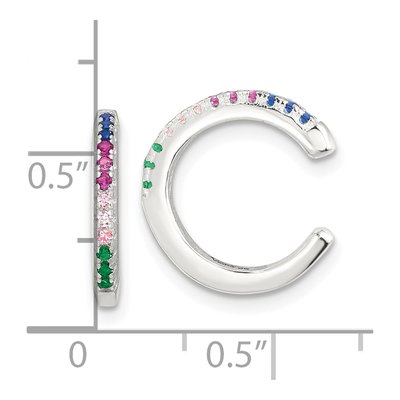 Sterling Silver 15mm CZ Multicolor Ear Cuff Ear Cuff – view 5