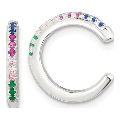 Sterling Silver 15mm CZ Multicolor Ear Cuff Ear Cuff
