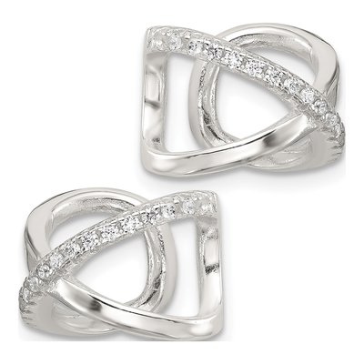 Sterling Silver 14mm CZ 'x' Ear Cuffs Ear Cuff – view 3
