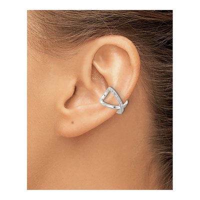 Sterling Silver 14mm CZ 'x' Ear Cuffs Ear Cuff – view 4