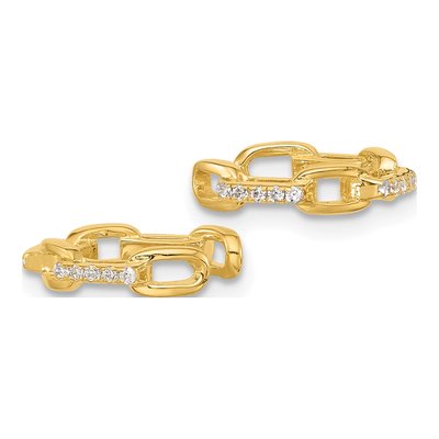 Gold-Plated Sterling Silver 15mm CZ Link Ear Cuffs Ear Cuff – view 3