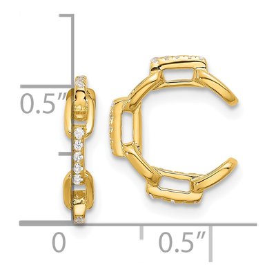 Gold-Plated Sterling Silver 15mm CZ Link Ear Cuffs Ear Cuff – view 5