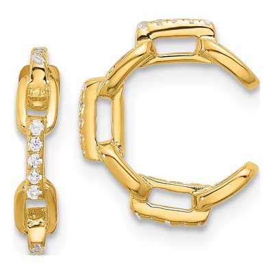 Gold-Plated Sterling Silver 15mm CZ Link Ear Cuffs Ear Cuff