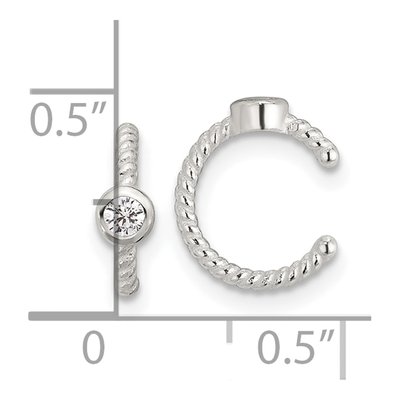 Sterling Silver 12mm CZ Twisted Ear Cuff Ear Cuff – view 5
