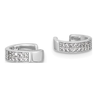 Sterling Silver CZ Two Row Ear Cuff Earrings, Pair – view 3