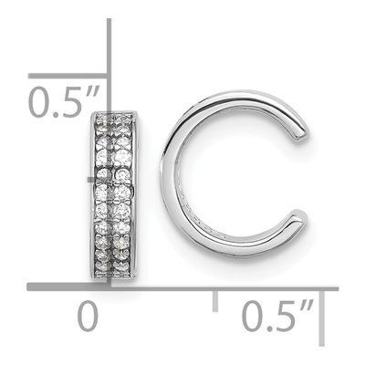 Sterling Silver CZ Two Row Ear Cuff Earrings, Pair – view 5