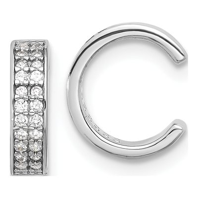 Sterling Silver 10mm CZ Two Row Ear Cuff Ear Cuff
