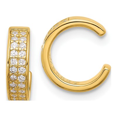 Gold-Plated Sterling Silver 10mm CZ Ear Cuff Ear Cuff