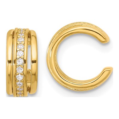 Gold-Plated Sterling Silver 10mm CZ Ear Cuff Ear Cuff