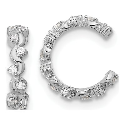Sterling Silver 11mm CZ Cuff Ear Cuff