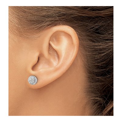 Sterling Silver Round CZ Cluster Button Stud Earrings – view 4