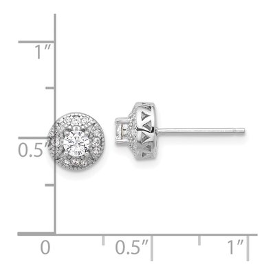 Sterling Silver Round CZ Cluster Button Stud Earrings – view 5