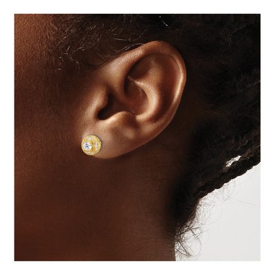 Gold-Plated Sterling Silver Round CZ Cluster Stud Earrings – view 4