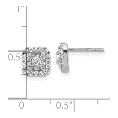 Sterling Silver Round CZ Square Halo Stud Earrings – view 5