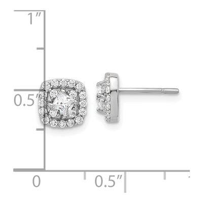Sterling Silver CZ Square Halo Stud Earrings – view 5