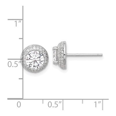 Sterling Silver CZ Double Halo Button Stud Earrings – view 5
