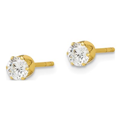 Gold-Plated Sterling Silver 4mm Round CZ Stud Earrings – view 3