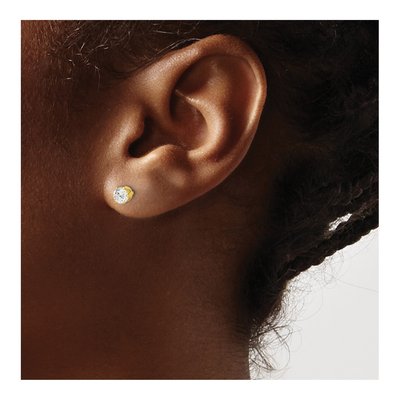 Gold-Plated Sterling Silver 4mm Round CZ Stud Earrings – view 4