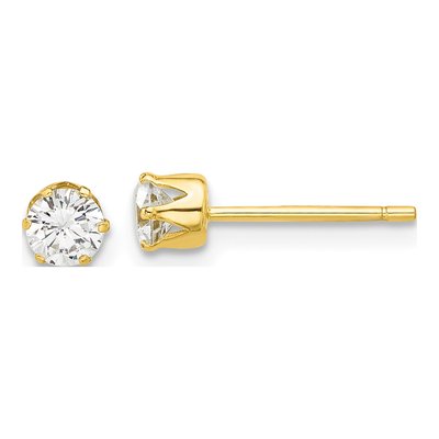Gold-Plated Sterling Silver 4mm Round CZ Stud Earrings