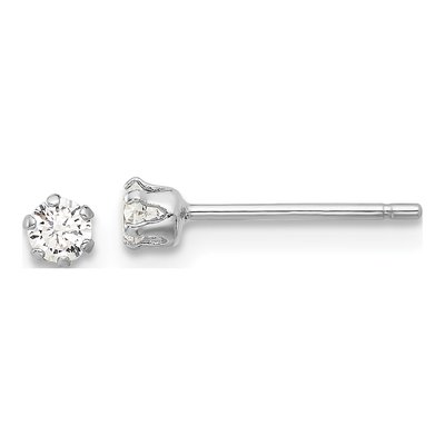 Sterling Silver 3mm Round CZ Stud Earrings
