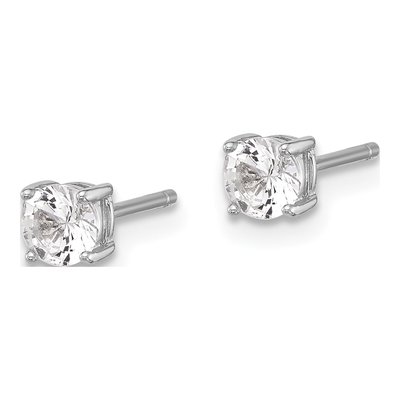 Sterling Silver 4mm Round Lab-Created Sapphire Stud Earrings – view 3
