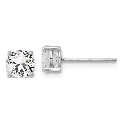 Sterling Silver 6mm Round Lab-Created Sapphire Stud Earrings
