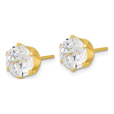 Gold-Plated Sterling Silver 8mm Round CZ Stud Earrings – view 3