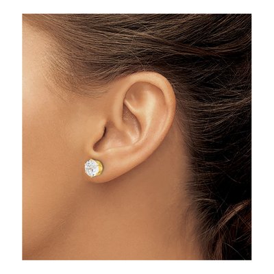 Gold-Plated Sterling Silver 8mm Round CZ Stud Earrings – view 4