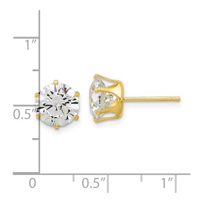 Gold-Plated Sterling Silver 8mm Round CZ Stud Earrings – view 5