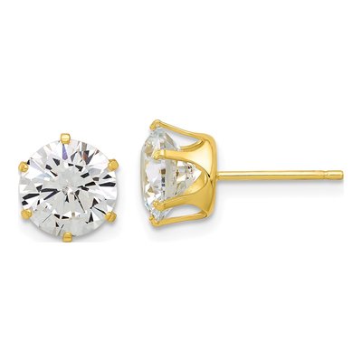 Gold-Plated Sterling Silver 8mm Round CZ Stud Earrings