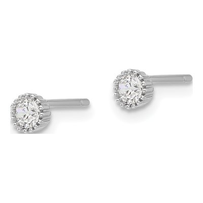 Sterling Silver 3mm Round CZ Stud Earrings – view 3