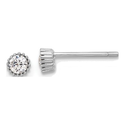 Sterling Silver 3mm Round CZ Stud Earrings