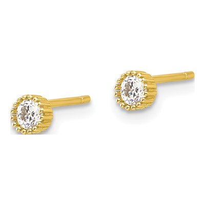 Gold-Plated Sterling Silver 3mm Round CZ Stud Earrings – view 3