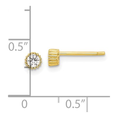 Gold-Plated Sterling Silver 3mm Round CZ Stud Earrings – view 5
