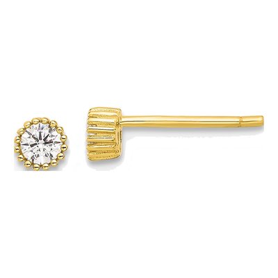 Gold-Plated Sterling Silver 3mm Round CZ Stud Earrings